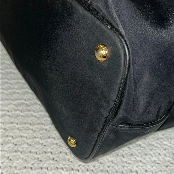 Prada Black Nylon Large Tote Bag with Leather Trim & Strap - Picture 6 of 17